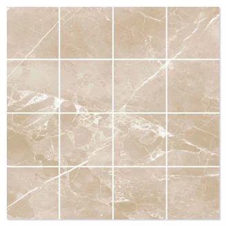 Marmor Mosaik Klinker Soapstone Premium Beige Poleret 30x30 (7x7) cm-2